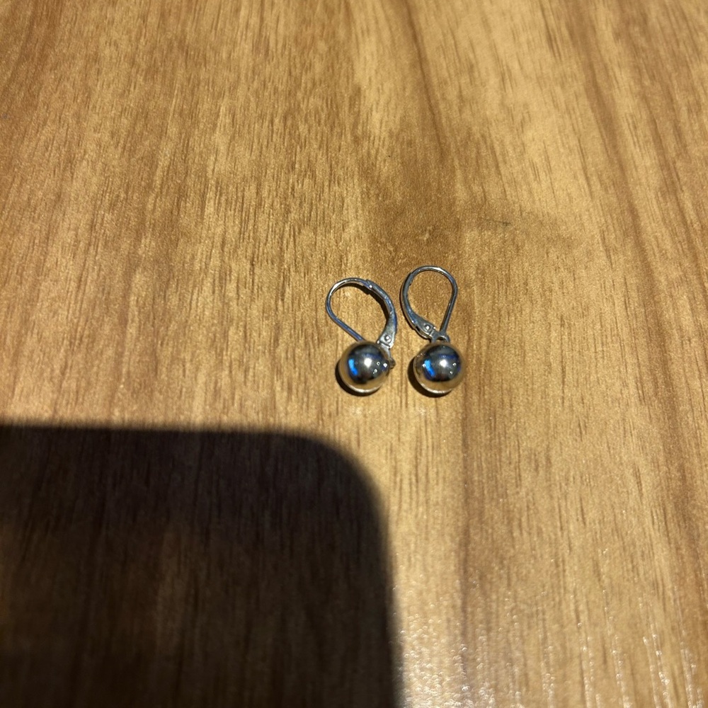 Silver ball drop earrings